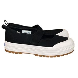 Keds Black Canvas Mary Jane Sneakers with White Platform and Gum Sole Sz. 9